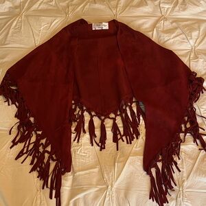 Tasha Polizzi red suede fringe leather cowgirl southwestern shawl